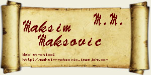 Maksim Maksović vizit kartica